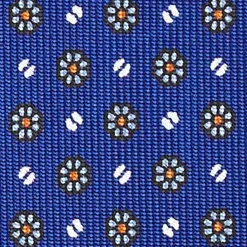 Blue Sartorial Classic Silk Tie - Small Flower Pattern
