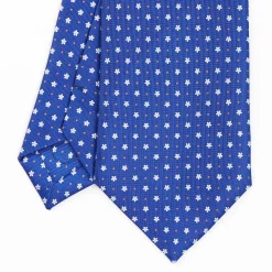 Blue Sartorial Classic Silk Tie - Small Flower Pattern