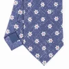 Blue Sartorial Cotton And Silk Tie - Large Flower Pattern