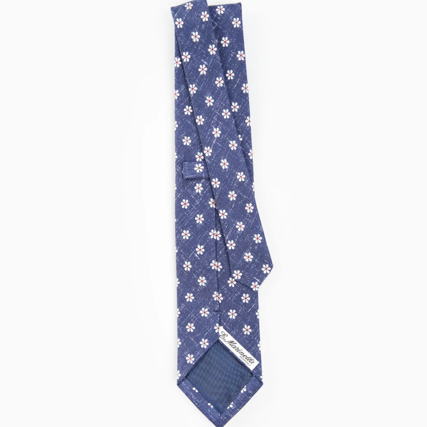 Blue Sartorial Cotton And Silk Tie - Large Flower Pattern