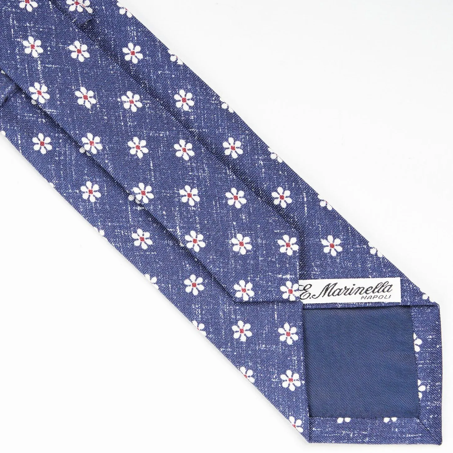 Blue Sartorial Cotton And Silk Tie - Large Flower Pattern
