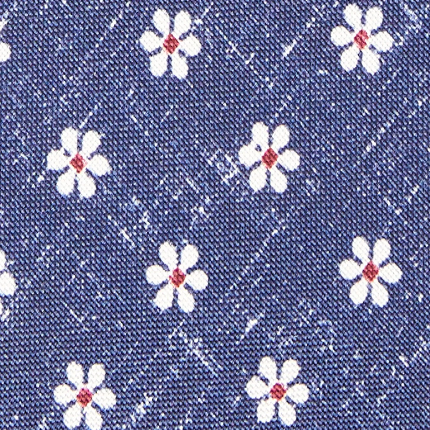 Blue Sartorial Cotton And Silk Tie - Large Flower Pattern