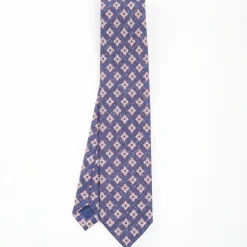 Blue Sartorial Cotton And Silk Tie - Large Flower Pattern