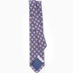 Blue Sartorial Cotton And Silk Tie - Large Flower Pattern