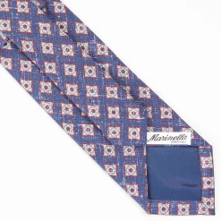 Blue Sartorial Cotton And Silk Tie - Large Flower Pattern
