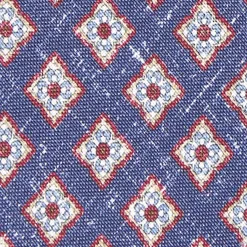 Blue Sartorial Cotton And Silk Tie - Large Flower Pattern