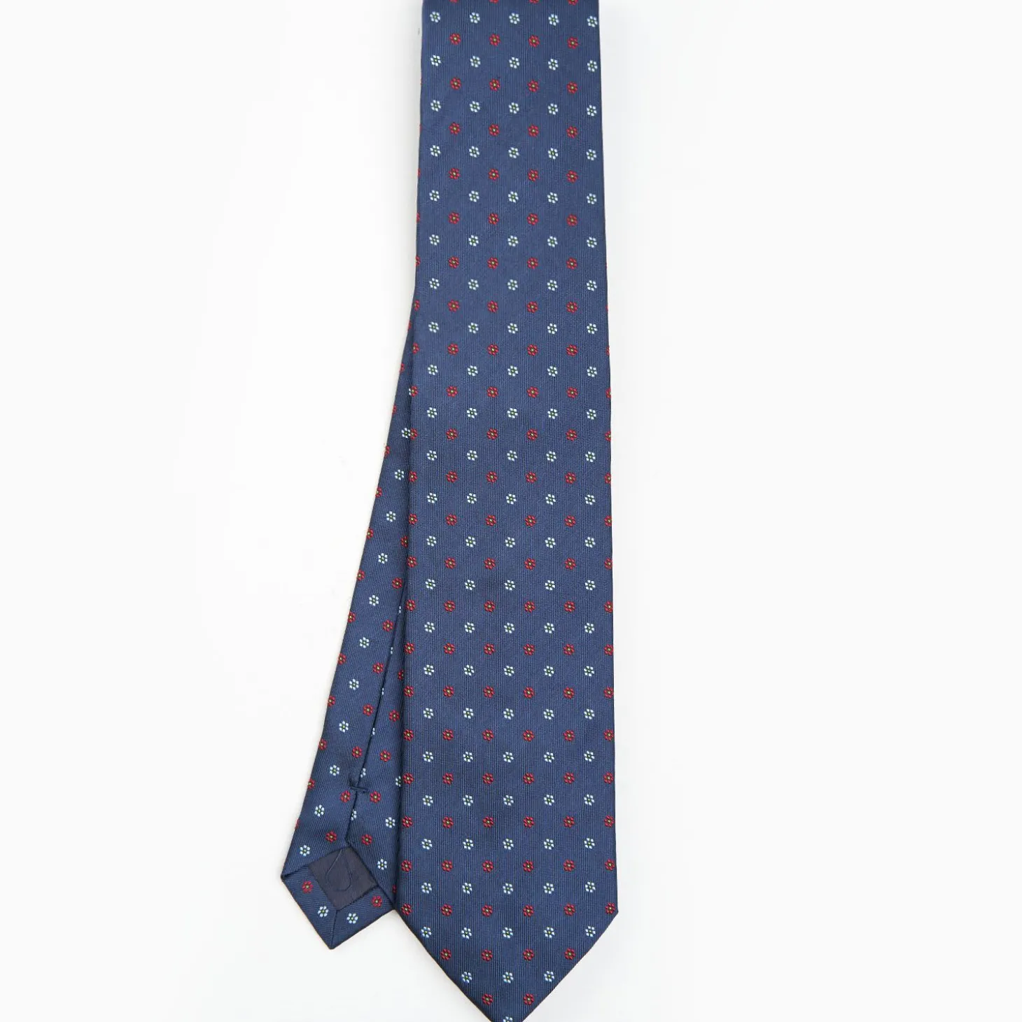 Blue Sartorial Jacquard Silk Tie - Small Flower Designs