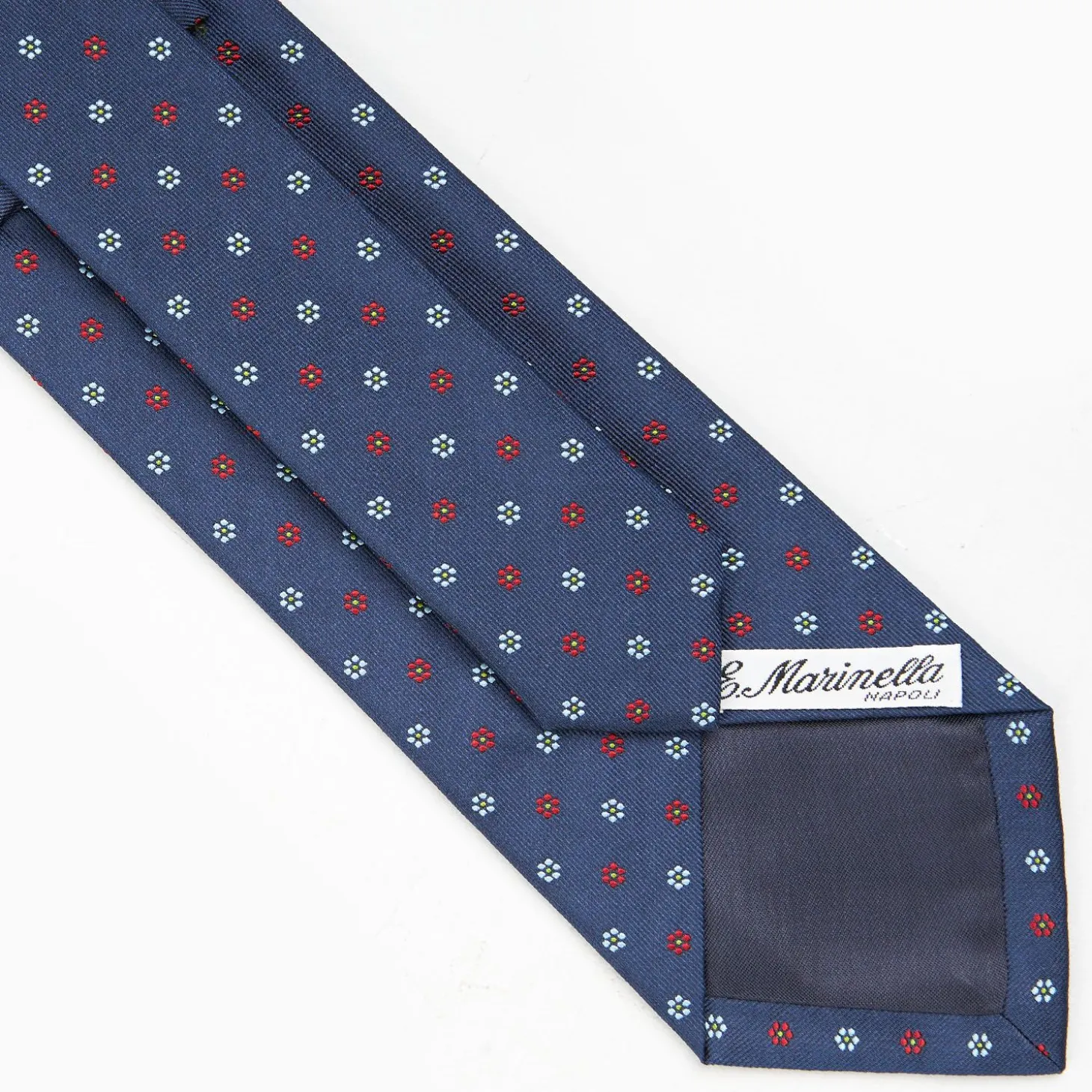 Blue Sartorial Jacquard Silk Tie - Small Flower Designs
