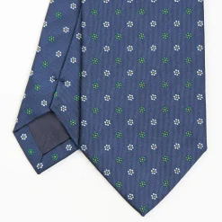 Blue Sartorial Jacquard Silk Tie - Small Flower Designs