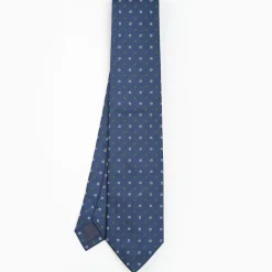 Blue Sartorial Jacquard Silk Tie - Small Flower Designs