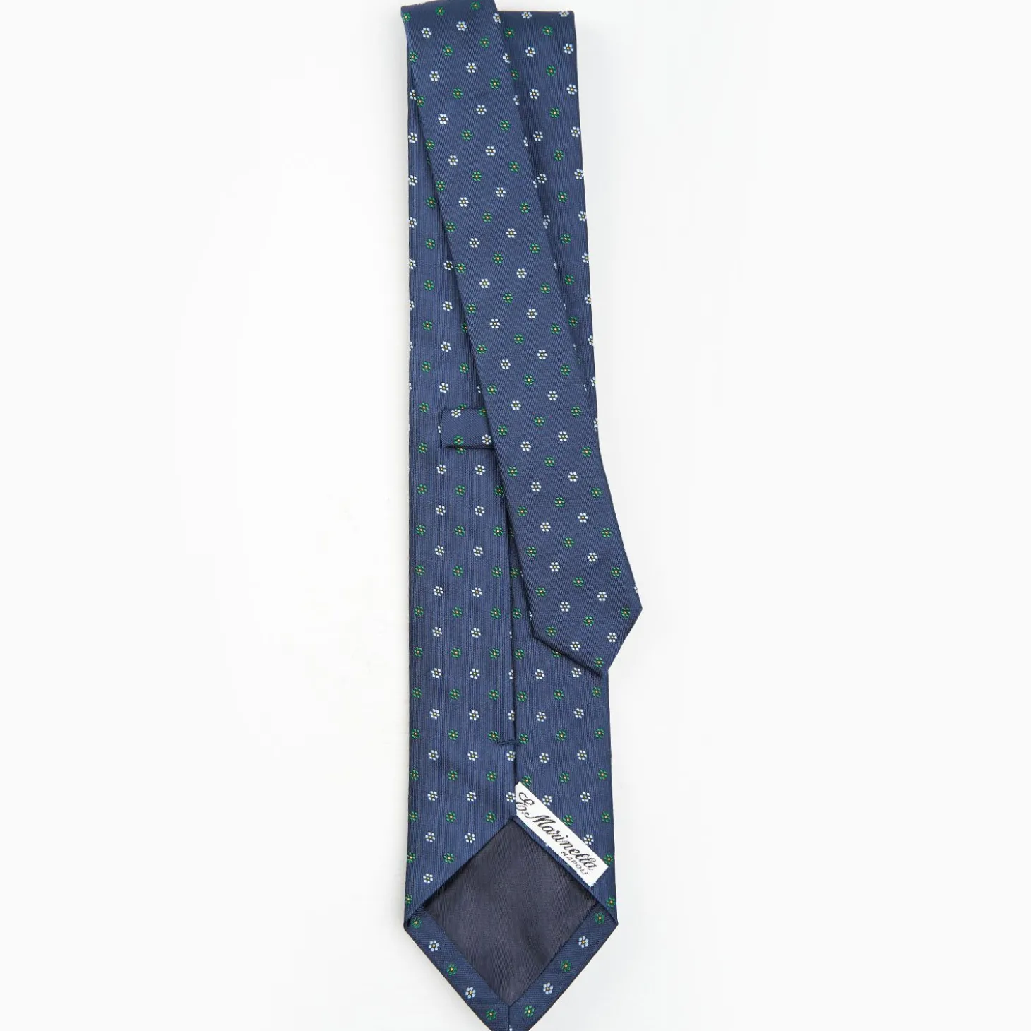Blue Sartorial Jacquard Silk Tie - Small Flower Designs