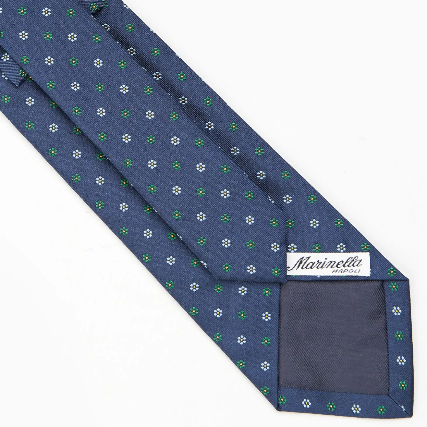 Blue Sartorial Jacquard Silk Tie - Small Flower Designs