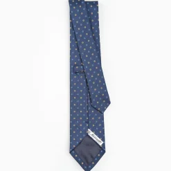 Blue Sartorial Jacquard Silk Tie - Small Flower Designs