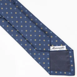 Blue Sartorial Jacquard Silk Tie - Small Flower Designs