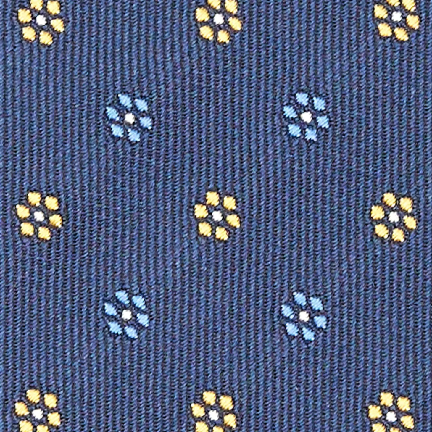 Blue Sartorial Jacquard Silk Tie - Small Flower Designs