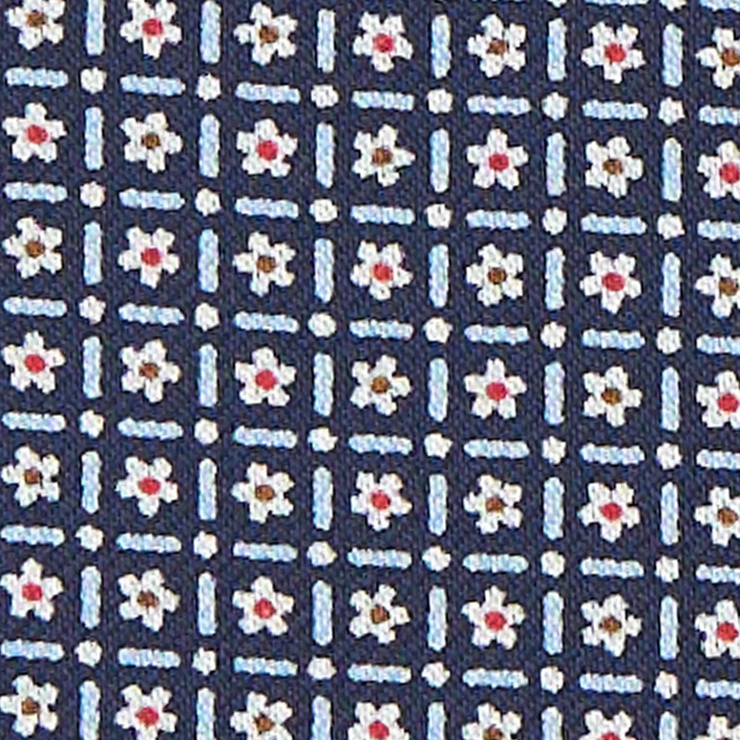 Blue Silk Ascot Tie - Small Flower Designs