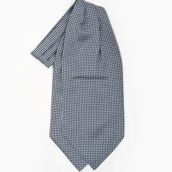 Blue Silk Ascot Tie - Small Flower Designs
