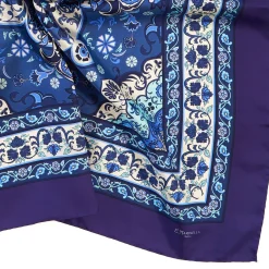 Blue Silk Scarf 90 - Mediterranean Vibes
