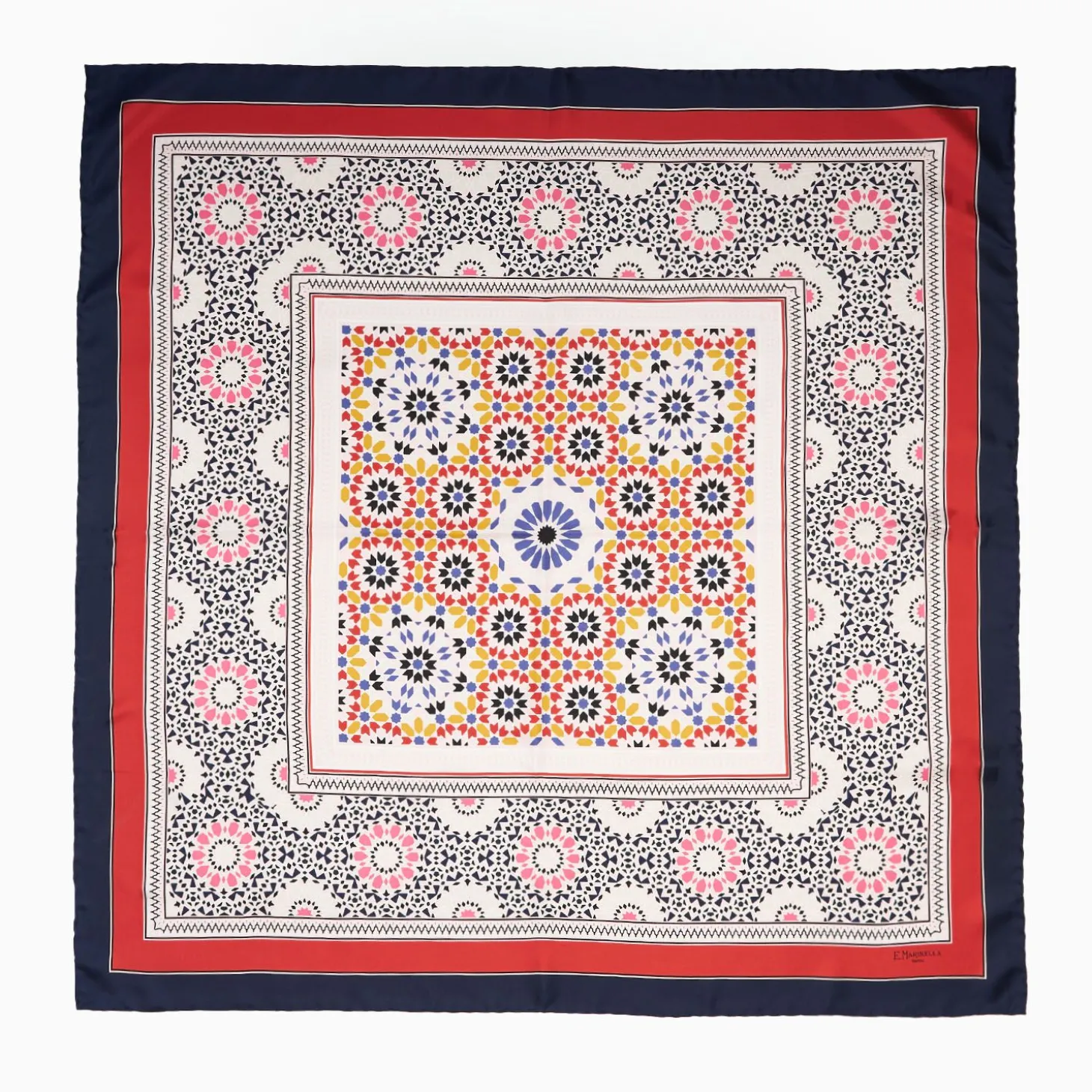 Blue Silk Scarf 90 - Mosaic