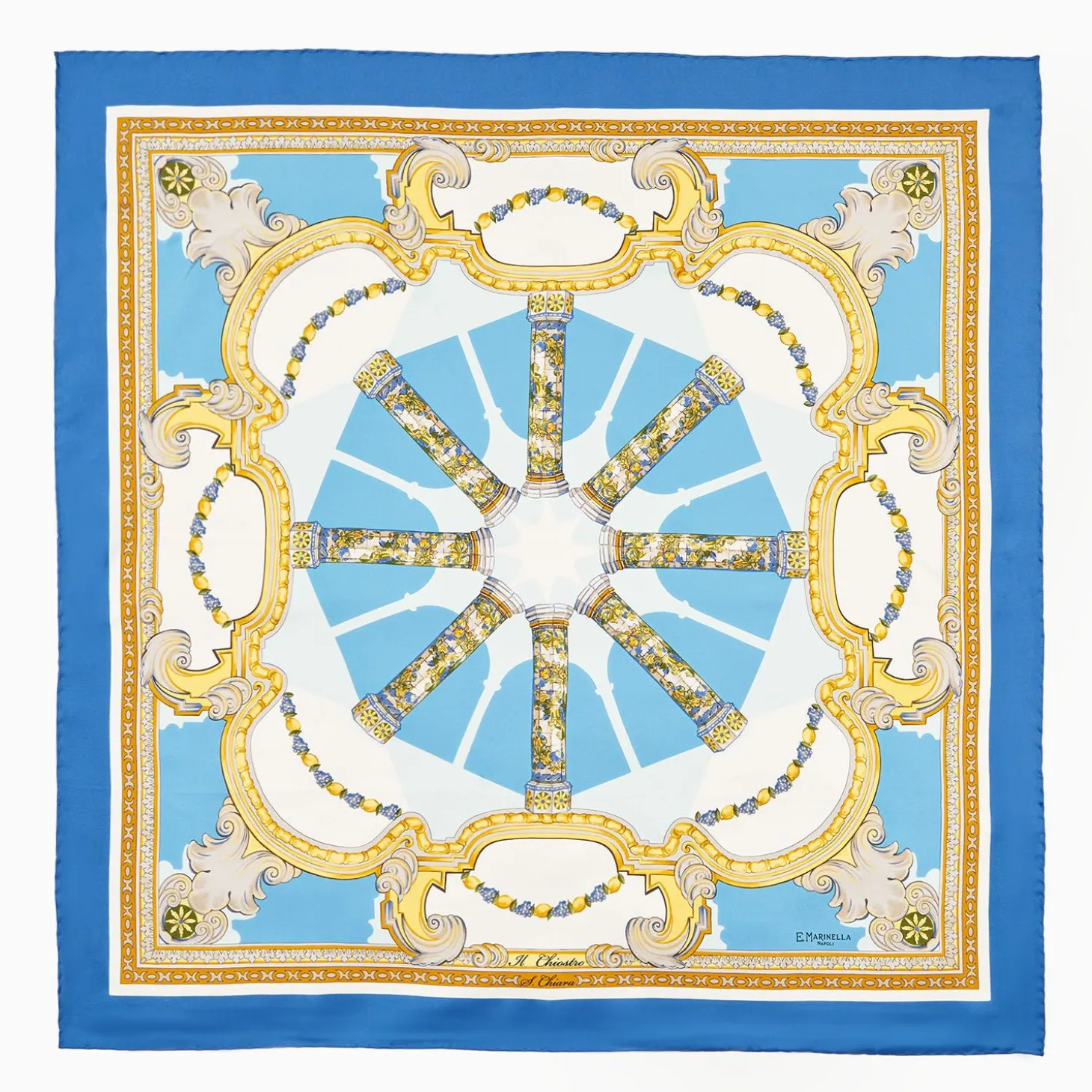 Blue Silk Scarf 90 - Santa Chiara Cloister