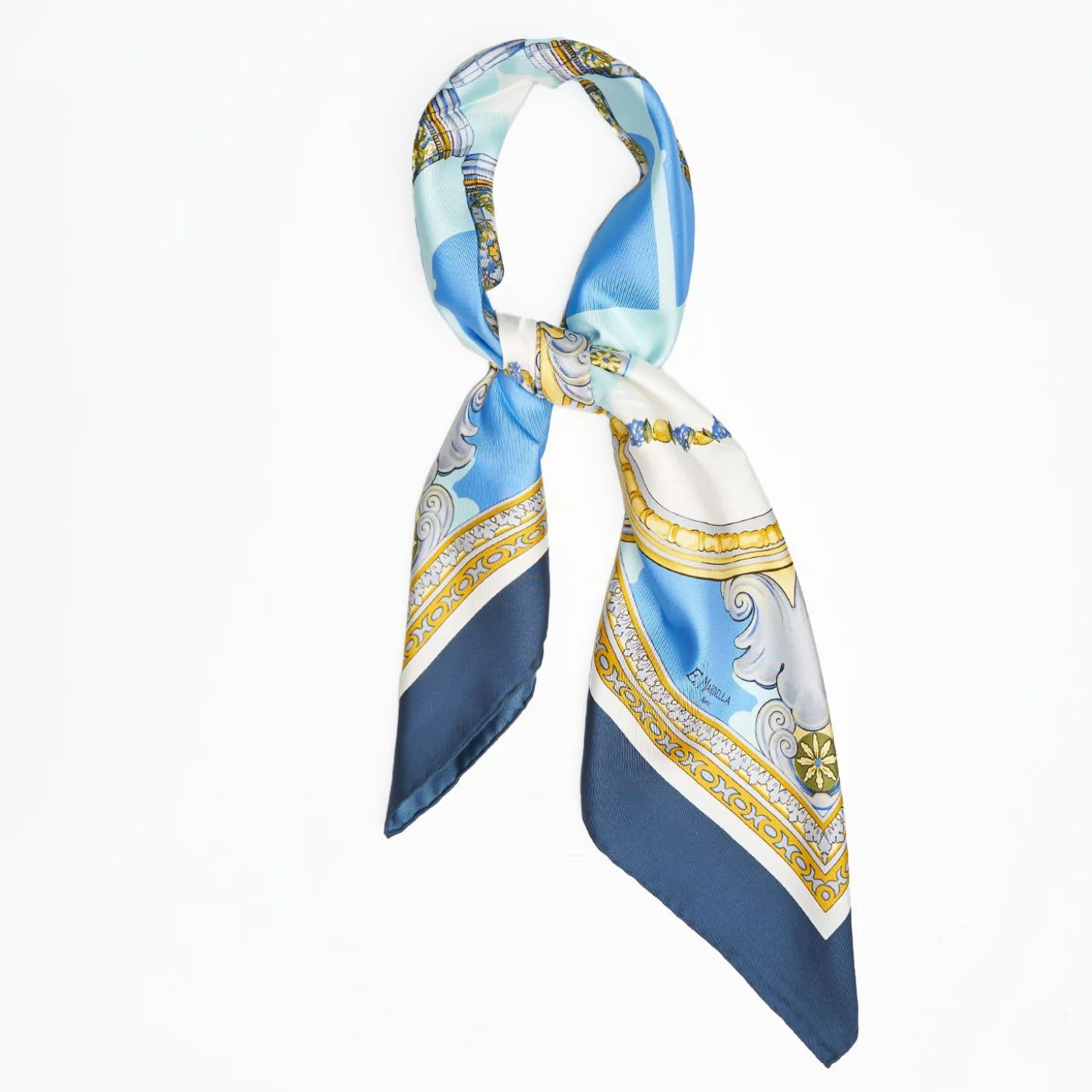 Blue Silk Scarf 90 - Santa Chiara Cloister