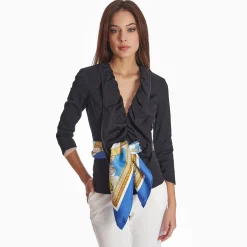 Blue Silk Scarf 90 - Santa Chiara Cloister