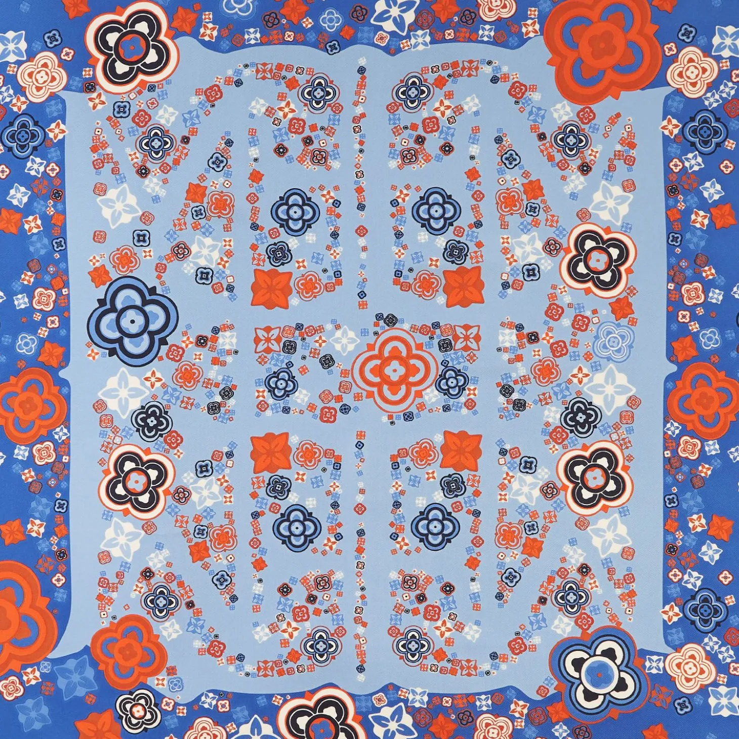 Blue Silk Scarf 90 - World Of Archivio Flowers 1961