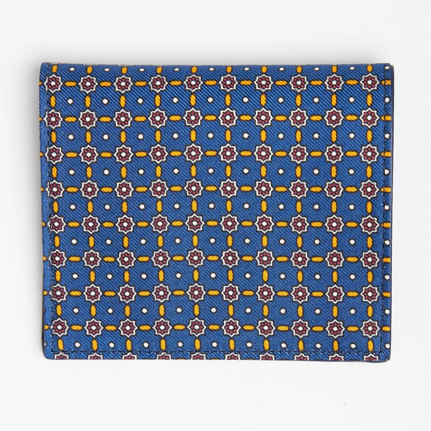 Blue Small Wallet In Silk And Leather