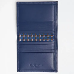 Blue Small Wallet In Silk And Leather