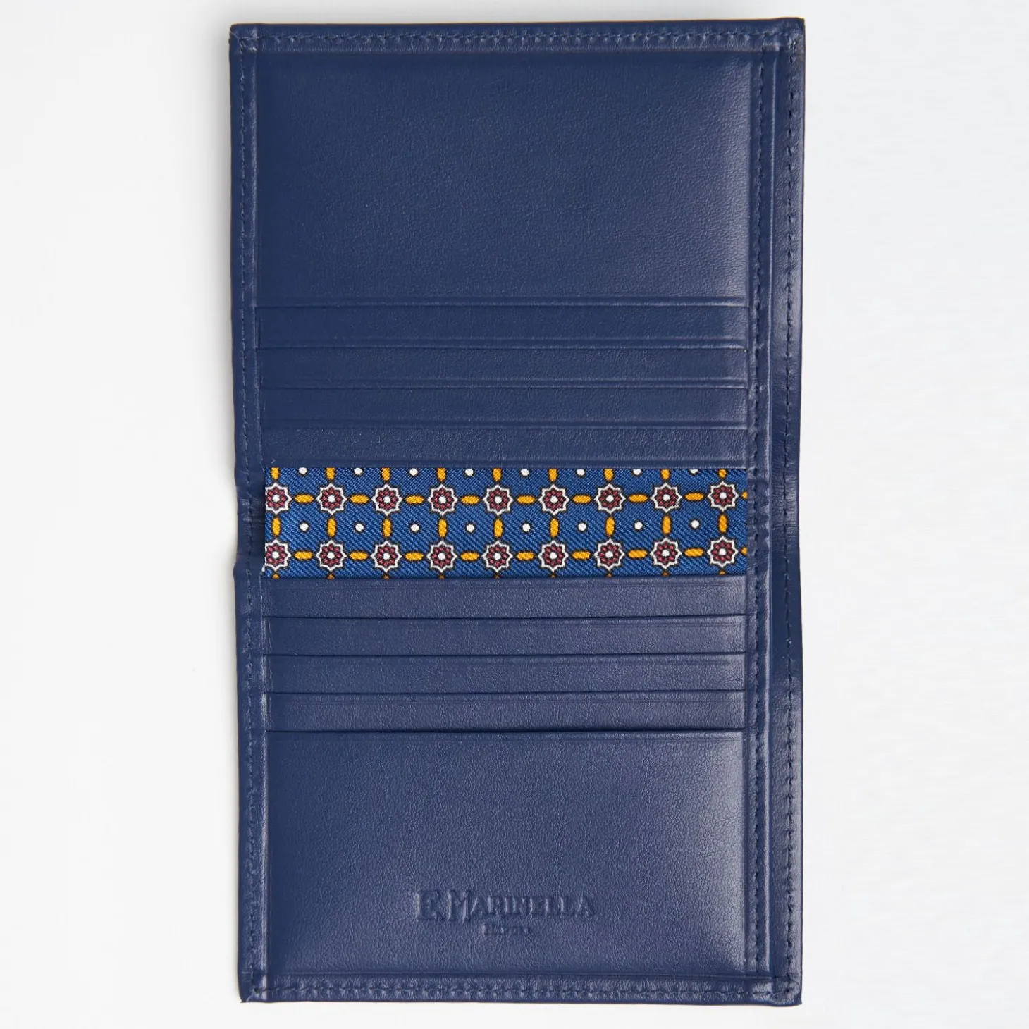 Blue Small Wallet In Silk And Leather