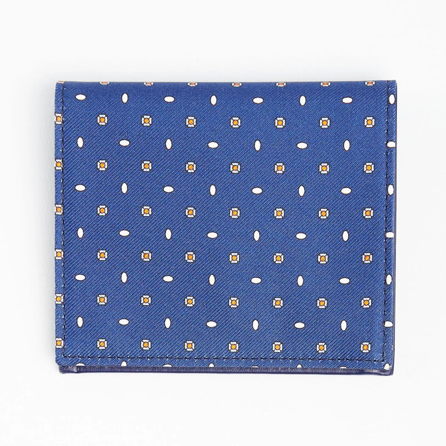Blue Small Wallet In Silk And Leather