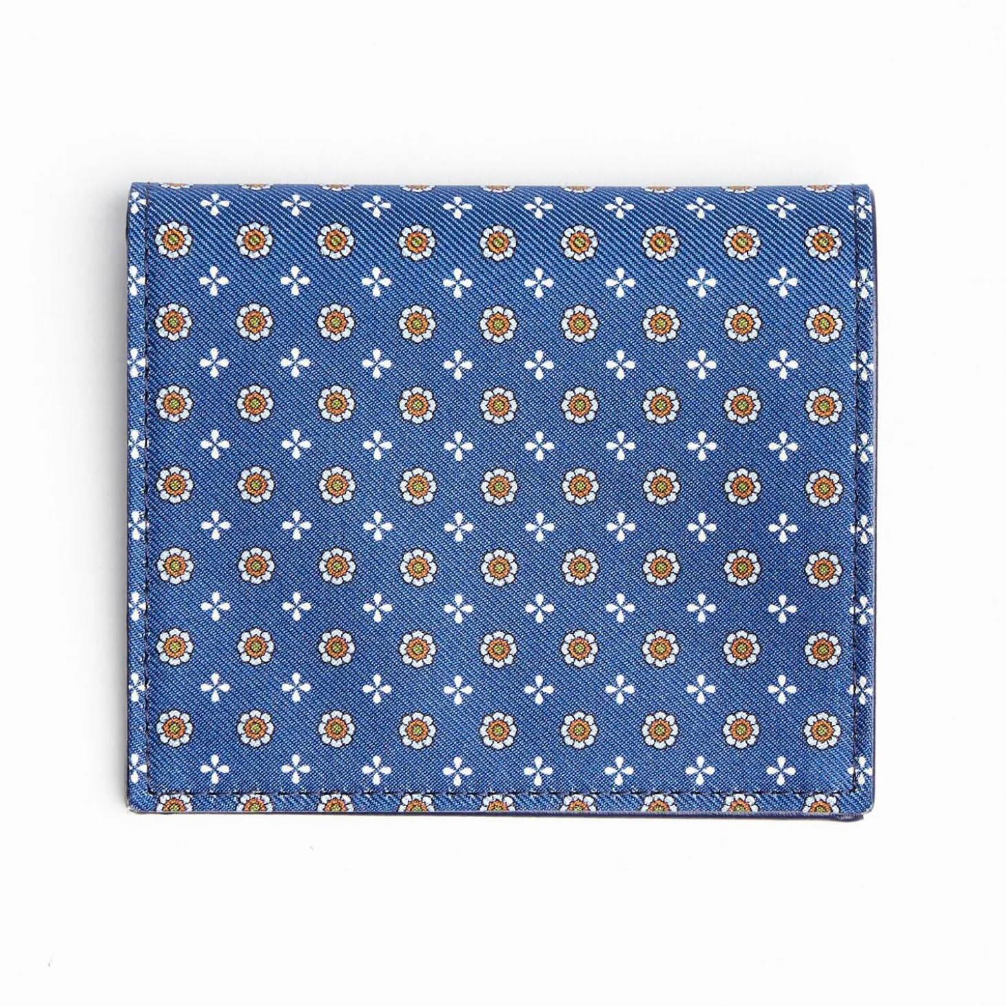 Blue Small Wallet In Silk And Leather