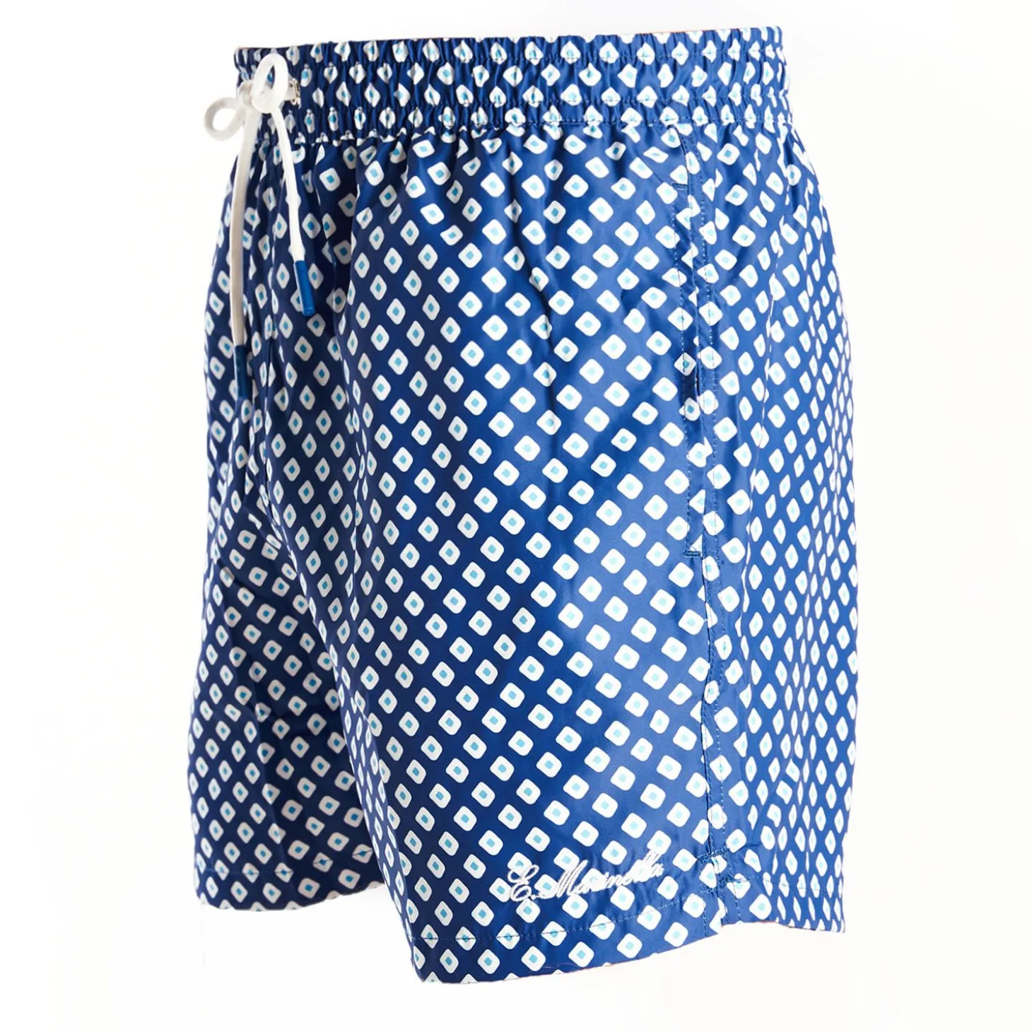Blue Swim Shorts - Large Flower Pattern