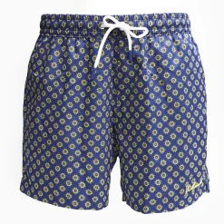 Blue Swim Shorts- Large Flower Pattern