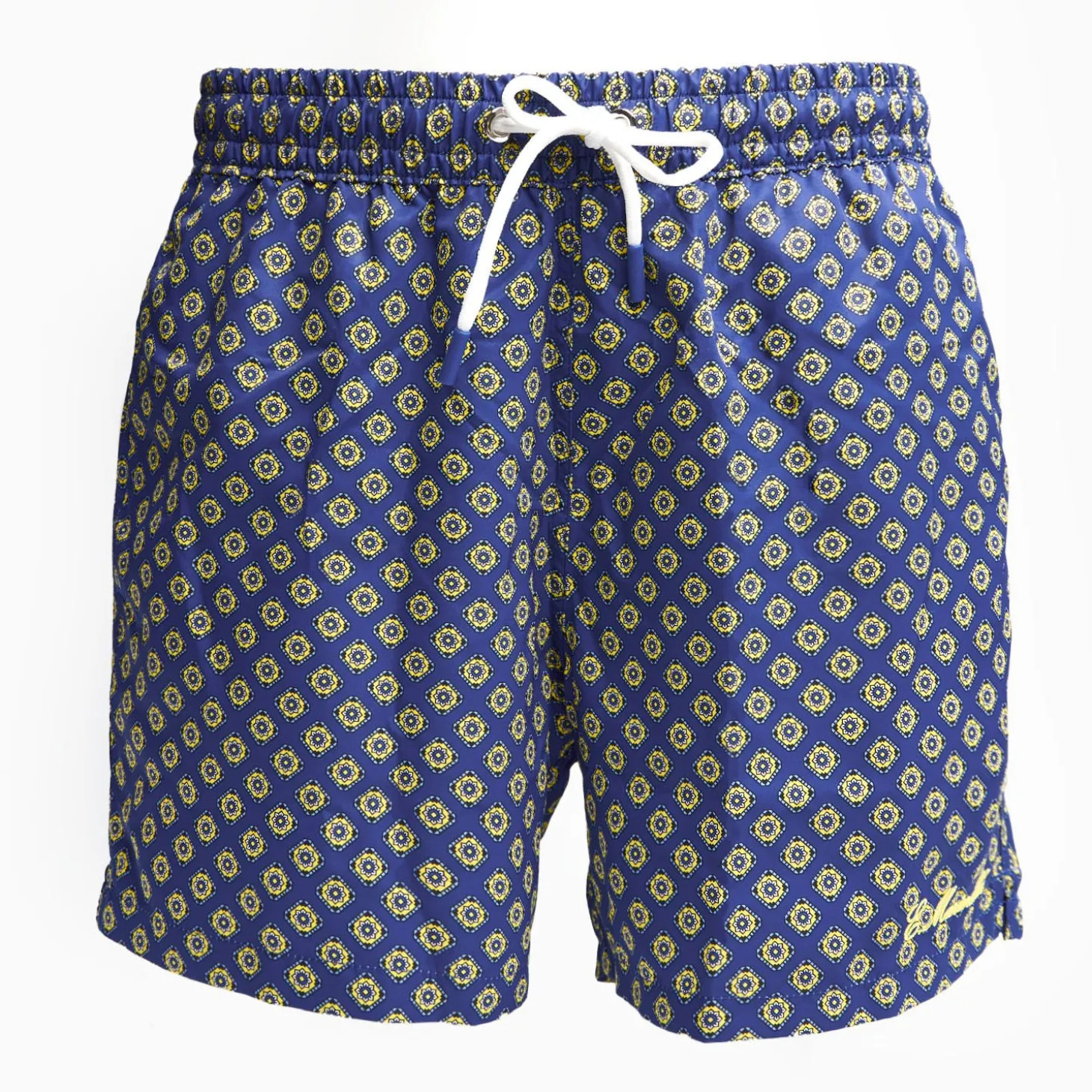 Blue Swim Shorts- Large Flower Pattern