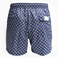 Blue Swim Shorts- Large Flower Pattern