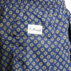 Blue Swim Shorts- Large Flower Pattern