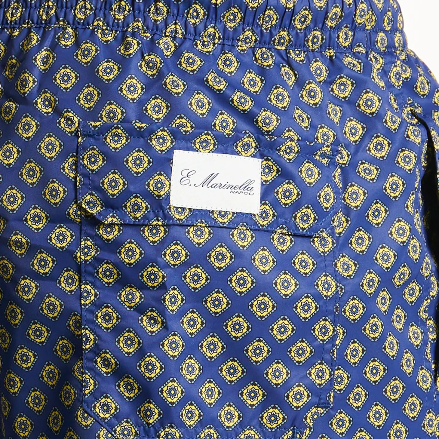 Blue Swim Shorts- Large Flower Pattern