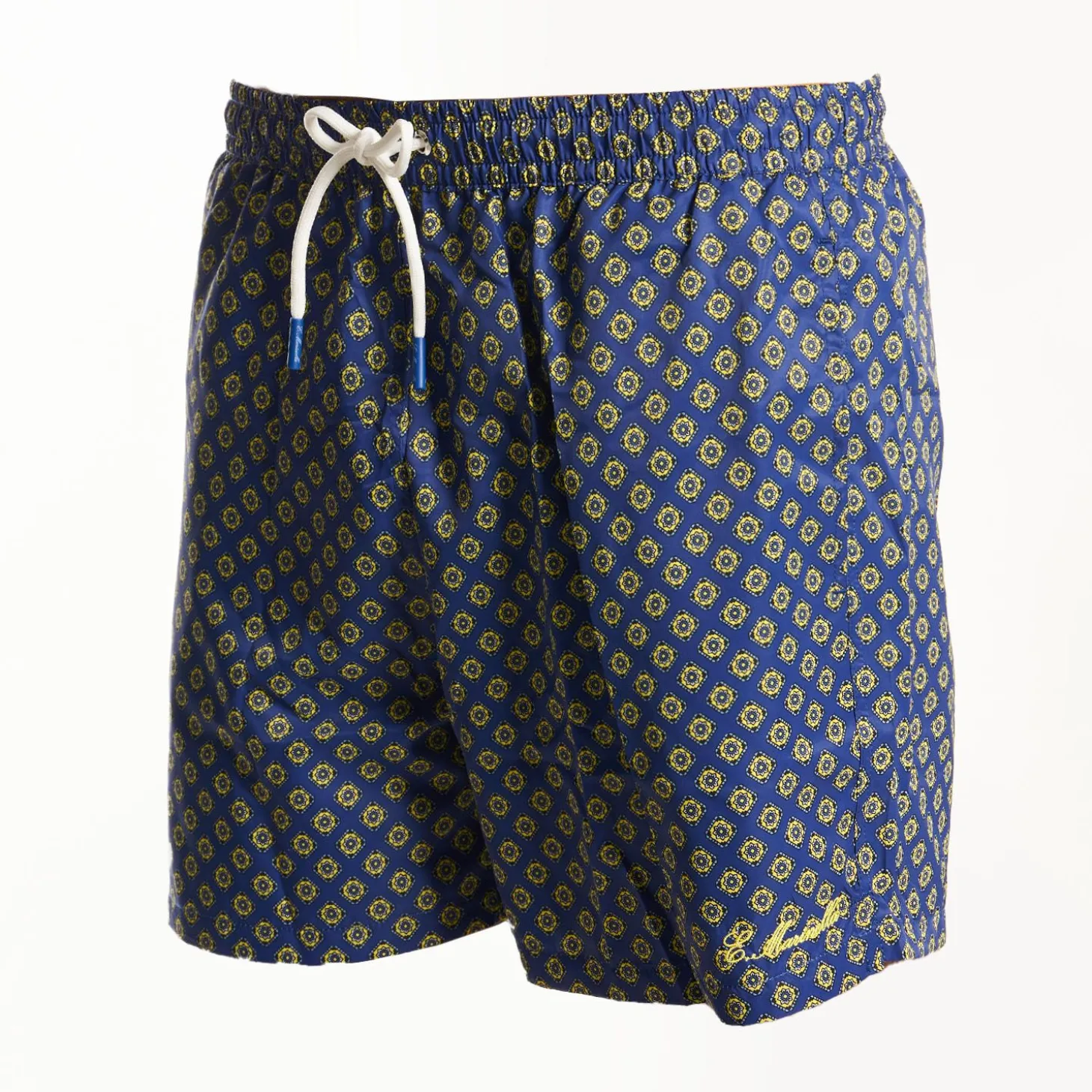 Blue Swim Shorts- Large Flower Pattern