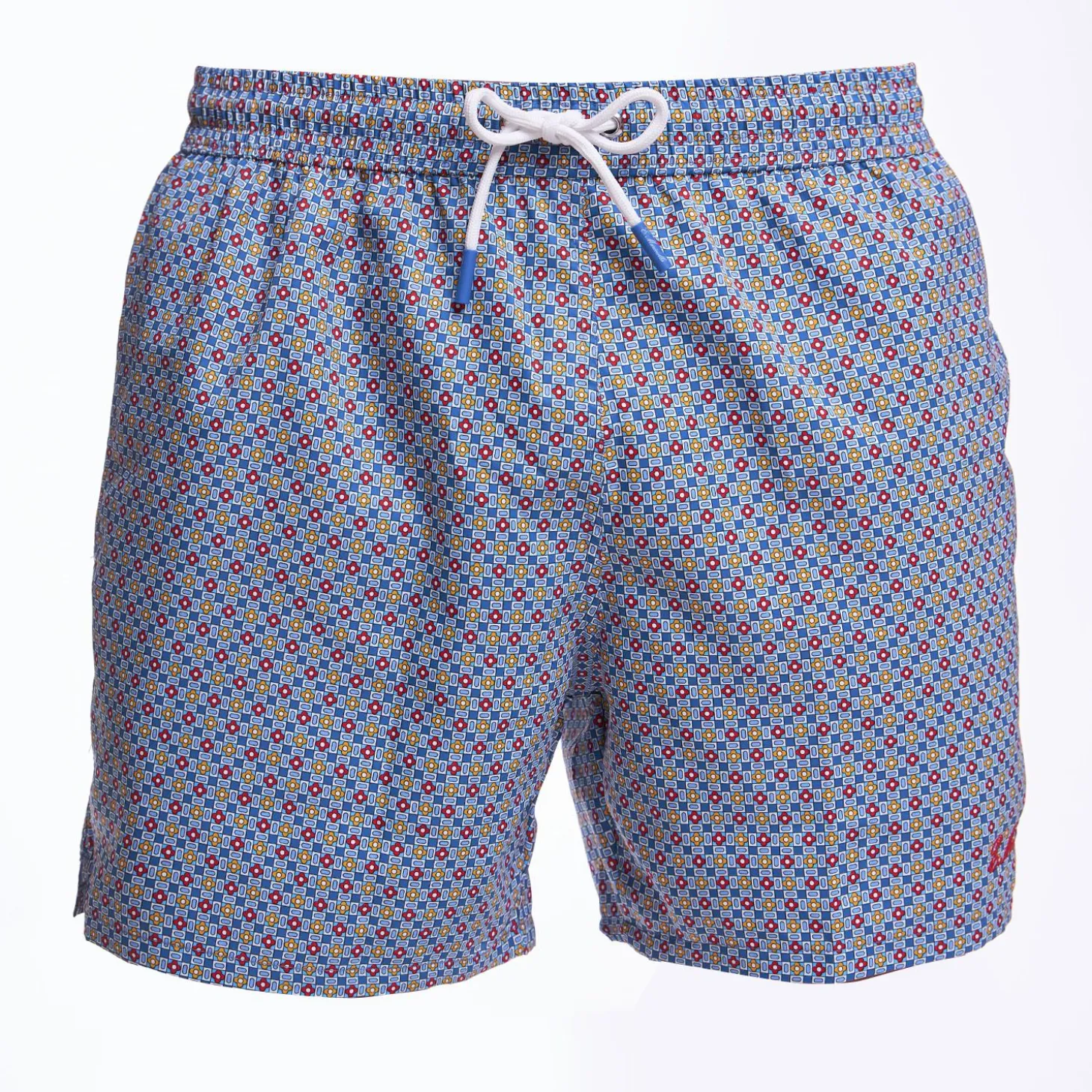 Blue Swim Short - Small Flower Pattern