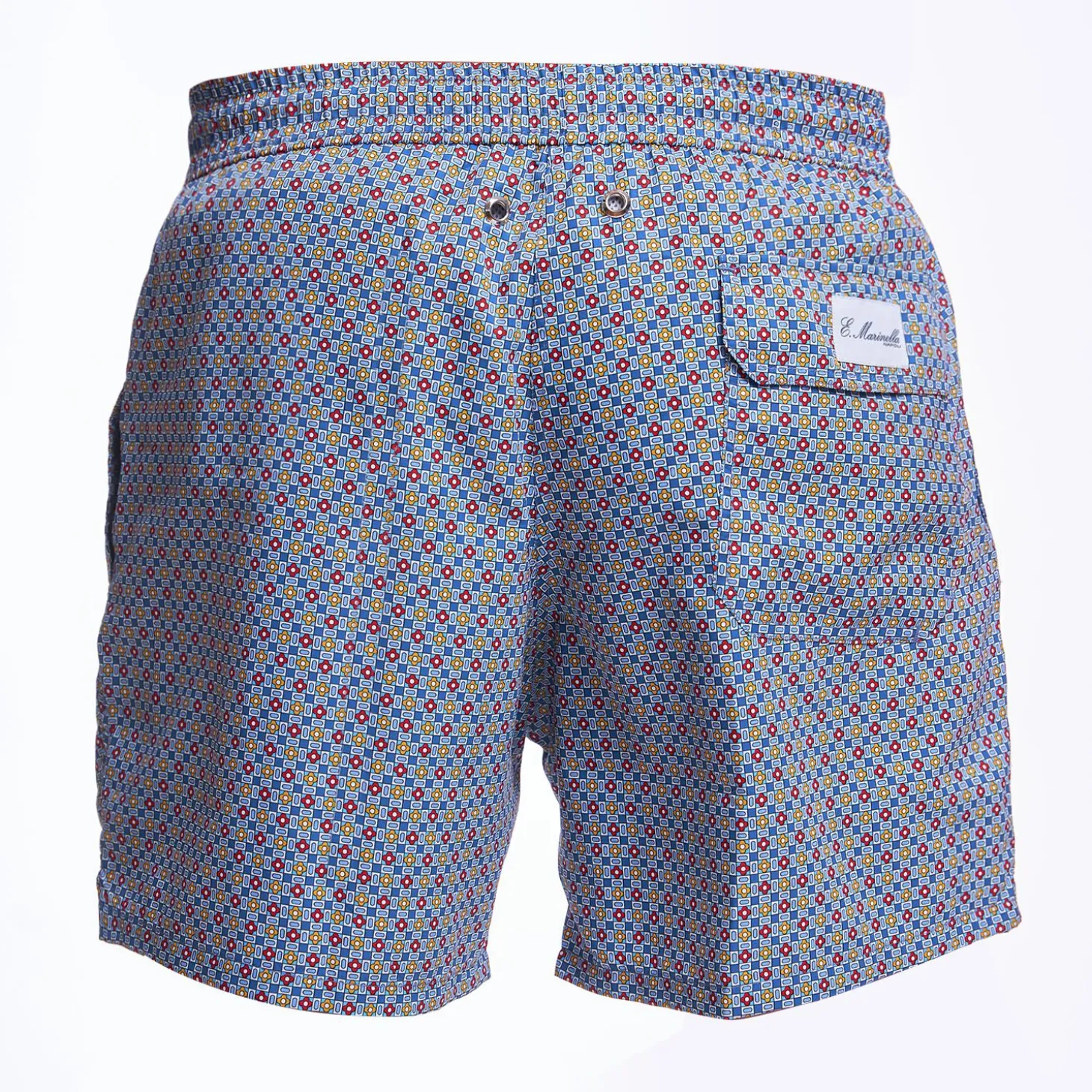 Blue Swim Short - Small Flower Pattern