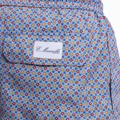 Blue Swim Short - Small Flower Pattern