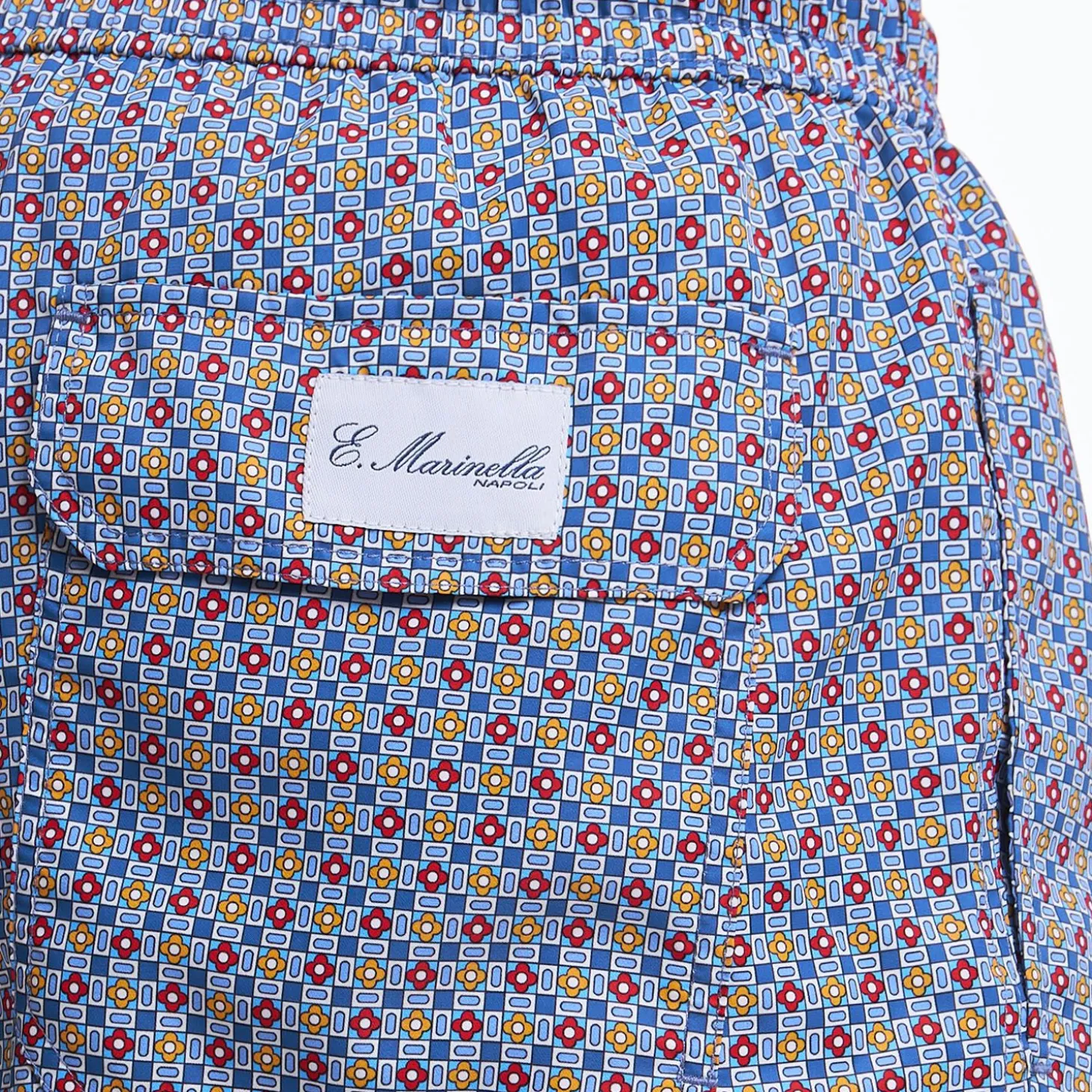 Blue Swim Short - Small Flower Pattern