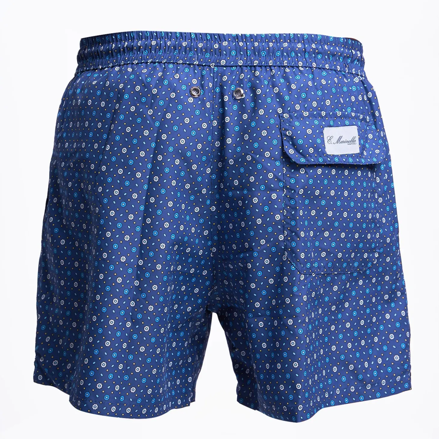 Blue Swim Short - Small Flower Pattern