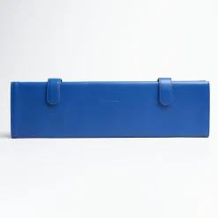 Blue Travel Tie Holder In Leather