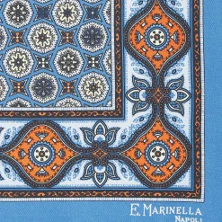 Bluette Hand-Printed Silk Pocket Square - Large Flower Pattern