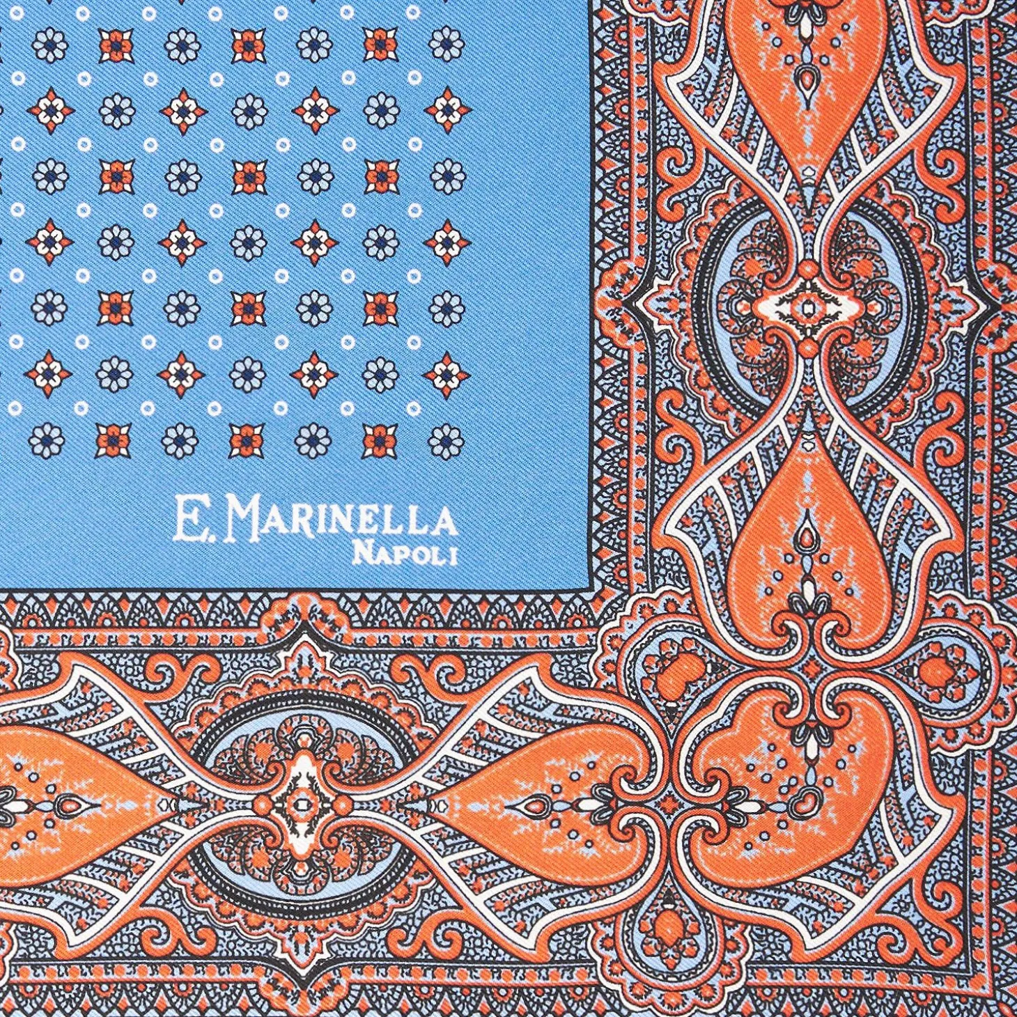 Bluette Hand-Printed Silk Pocket Square - Small Flower Pattern