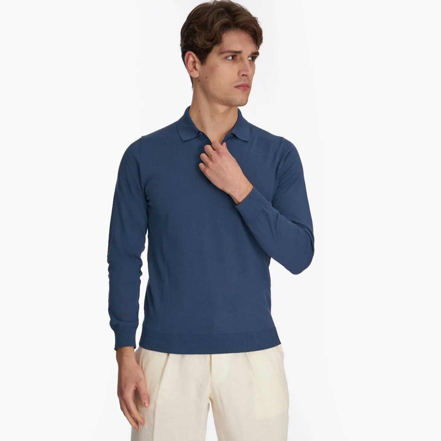 Bluette Jersey Long Sleeve Polo Shirt