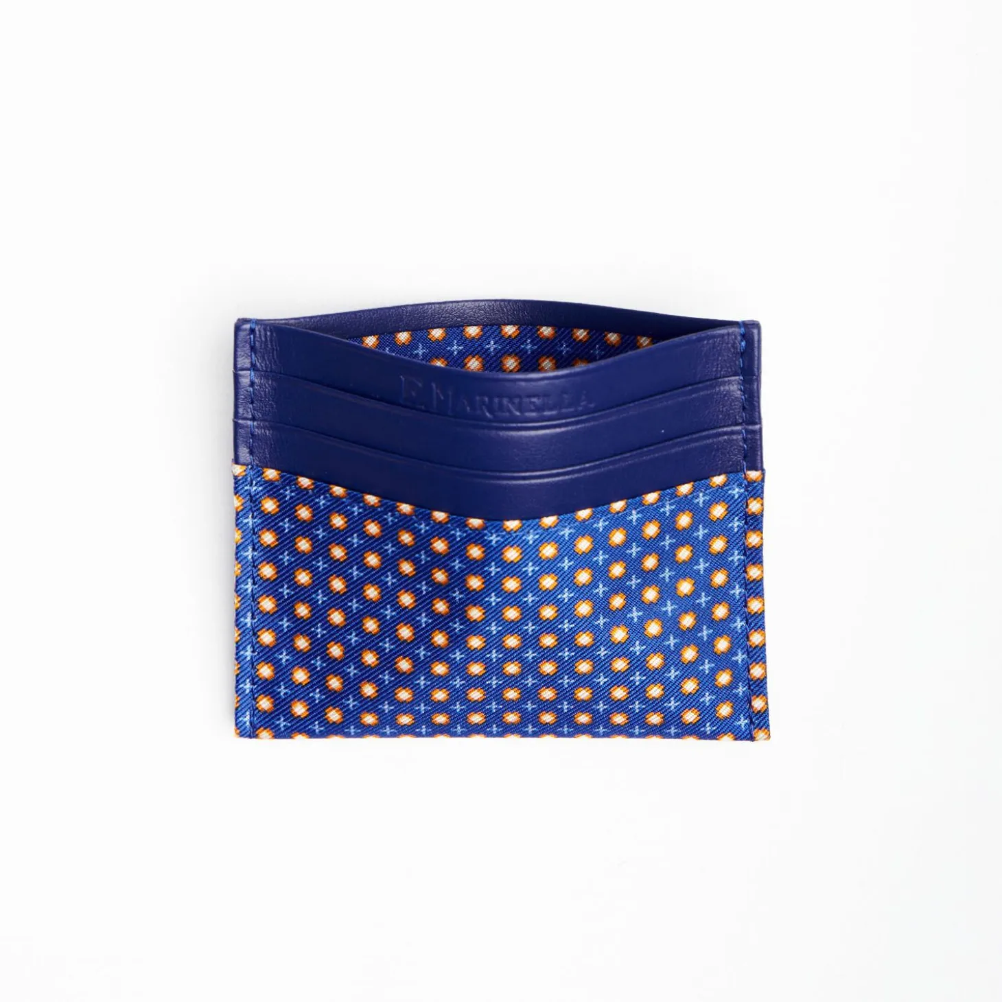 Bluette Leather And Silk Credit Card Holder 5 Compartments