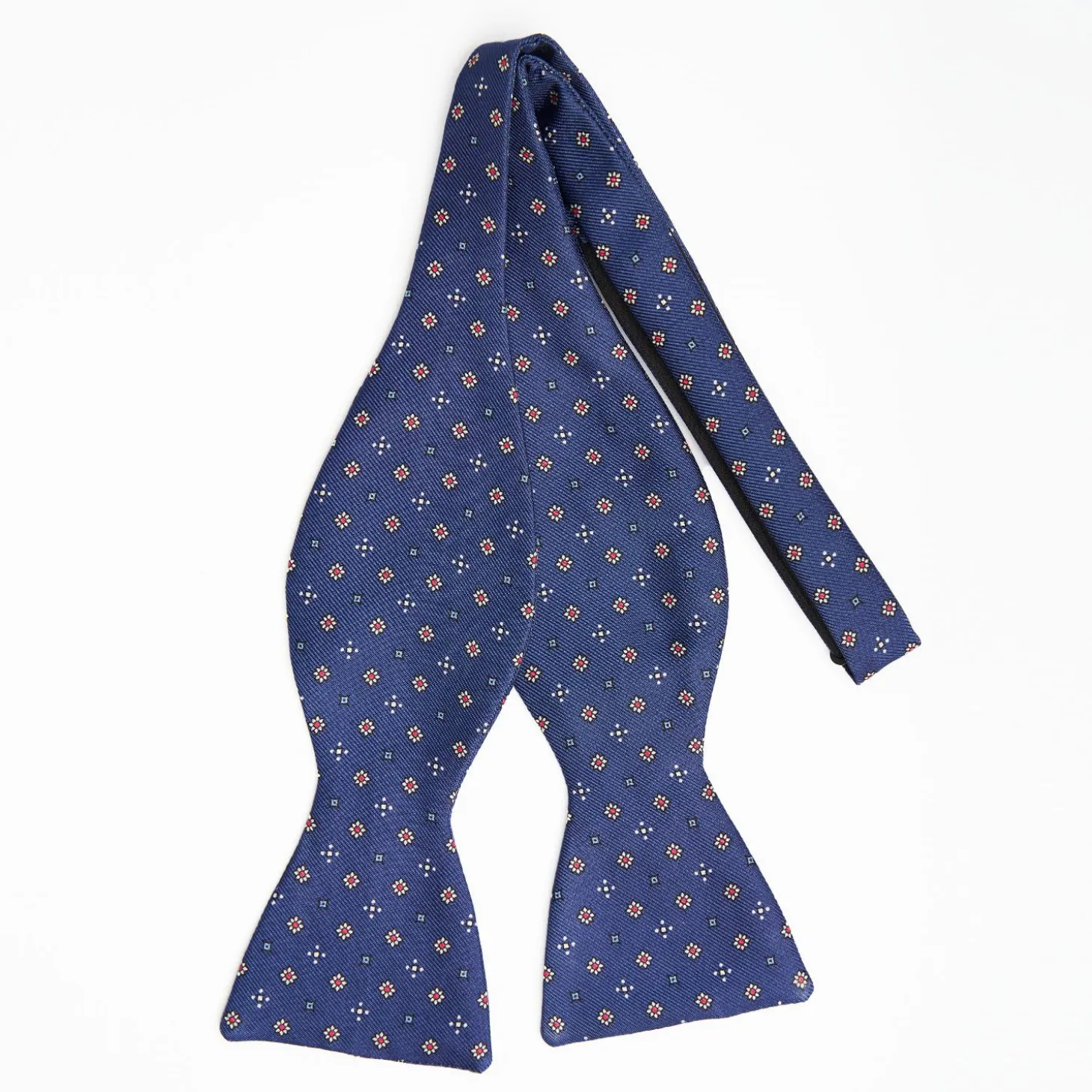 Bluette Silk Bowtie To Self-Tie - Small Flower Pattern